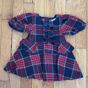 Infant Girls Janie and Jack Red and Navy Plaid Dress Size 6-12 Months